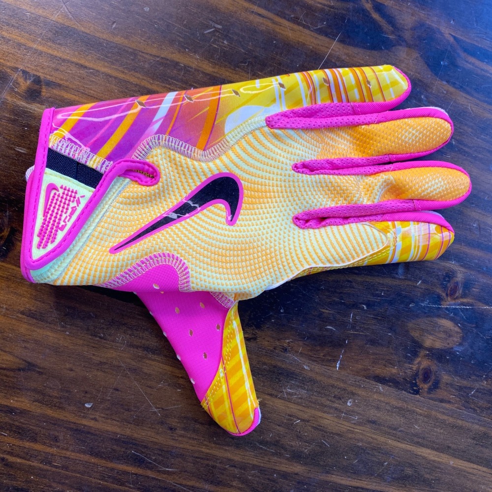 Nike Vapor Jet 8.0 Football Gloves Yellow Pink Mens Large N1011364815 NEW - Picture 11 of 15